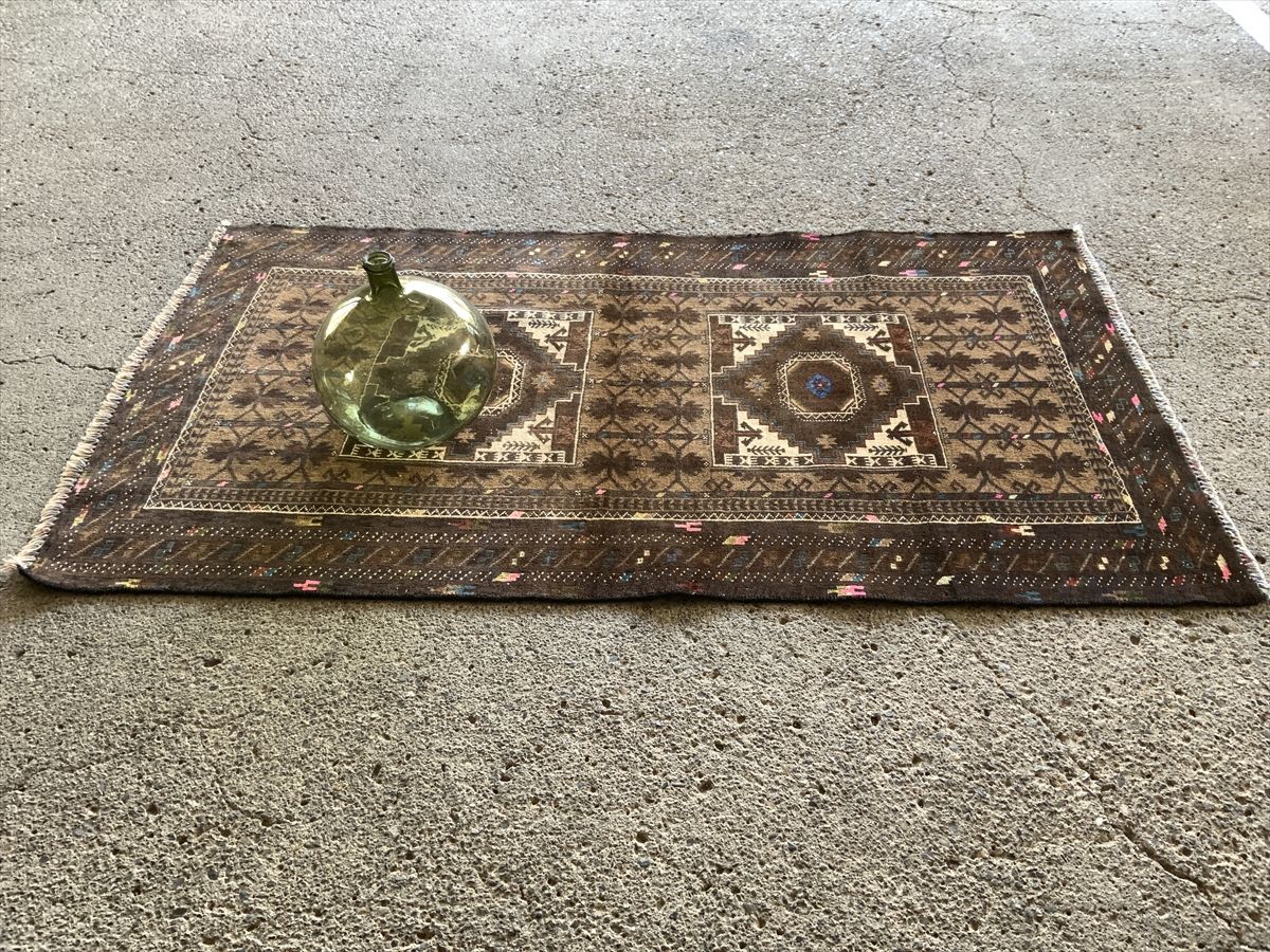 ★トライバルラグ★180×100cm アフガニスタン・ヘラート・ザッカン産 絨毯 ラグ アンティーク家具 カーペット 02AOBRL230206022D