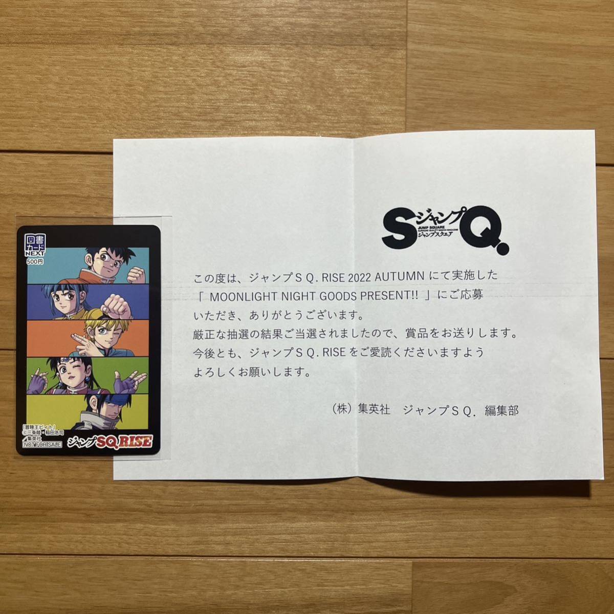 冒険王ビィト 図書カード ジャンプSQ.RISE 当選品 抽プレ 懸賞(図書 