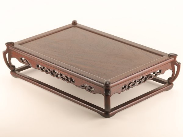 【流】唐木造 透かし細工 平卓 花台 TJ335