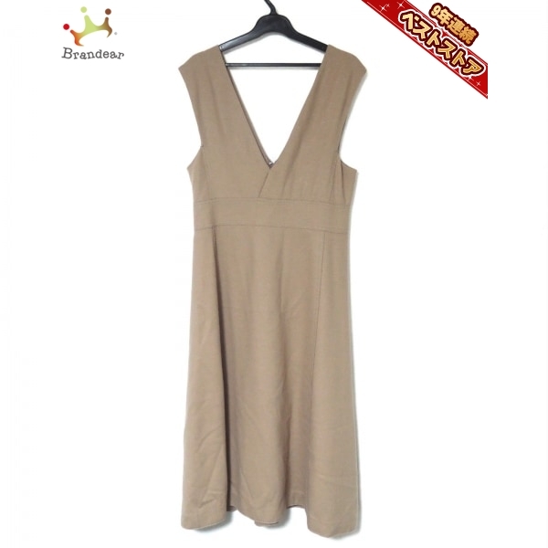 トゥモローランド TOMORROWLAND サイズ36 S - ベージュ レディース Vネック/ノースリーブ/ロング 美品 ワンピース