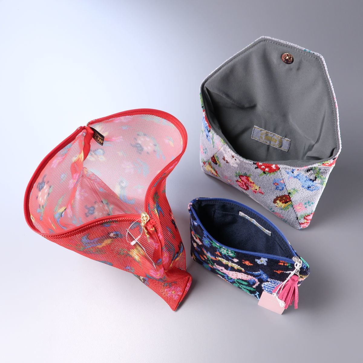 GM7469▽《未使用/6点セット》フェイラー+ラブラリー*ハイジ/ホワイトマーガレット/シノワズリ*ポーチ/メッシュポーチ/ペンケース/数寄屋袋