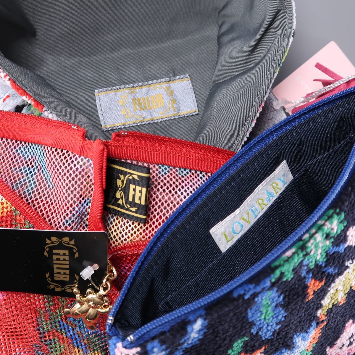 GM7469▽《未使用/6点セット》フェイラー+ラブラリー*ハイジ/ホワイトマーガレット/シノワズリ*ポーチ/メッシュポーチ/ペンケース/数寄屋袋