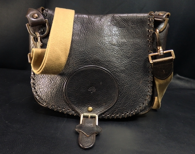 マルベリー 濃こげ茶　総革　フラップショルダー　Mulberry