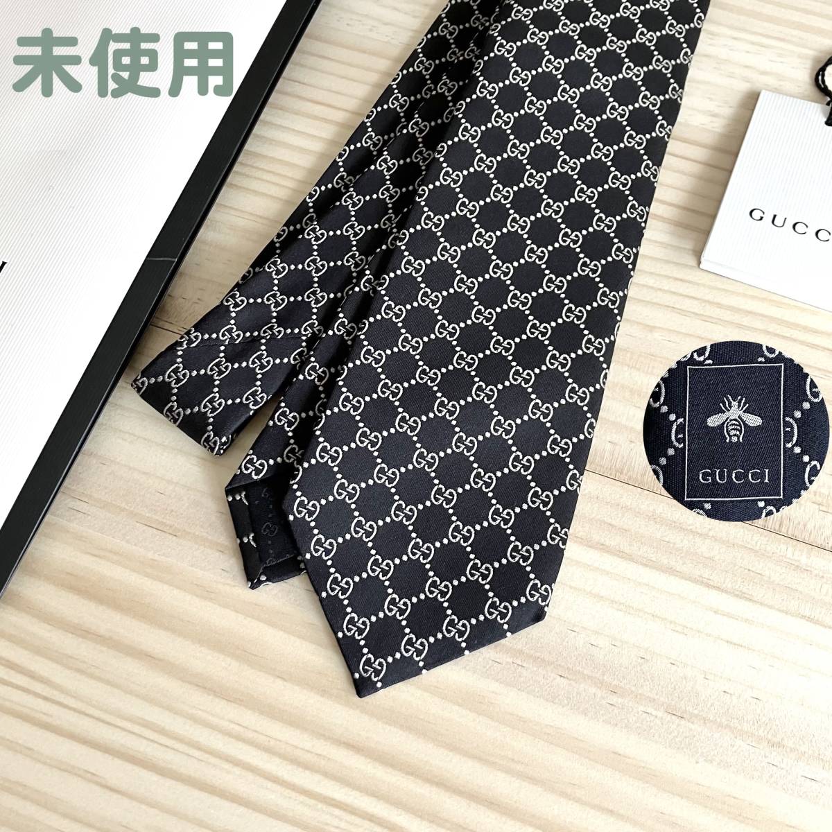 【現行タグ✨】GUCCI ネクタイ　GG柄　蜂　ビー　ブラウン系 新品タグ付き】GUCCI グッチ ネクタイ GG 蜂 現行タグ ビー ブラウン