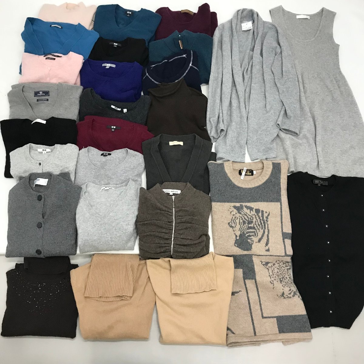 ▲カシミヤ100％ ニット カーディガン タートル クルーネック セーター 27枚 まとめ売り 約5.6kg ユニクロ UNIQLO 古着卸 M/50221/2/5.6