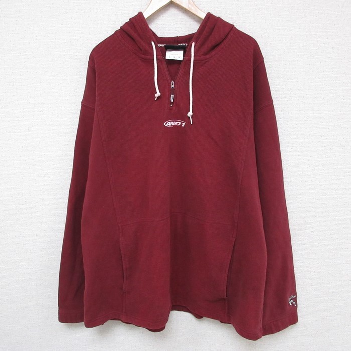 XL/古着 長袖 ハーフジップ スウェット パーカー メンズ AND1 バスケットボール 大きいサイズ エンジ 23feb20 中古 スエット トレーナー ト