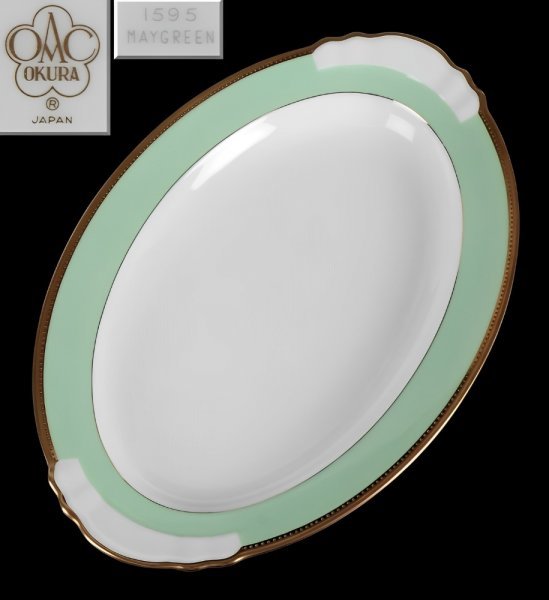 大倉陶園 金彩草花絵 呉須 手描き オーバルプレート Mサイズ ディナー