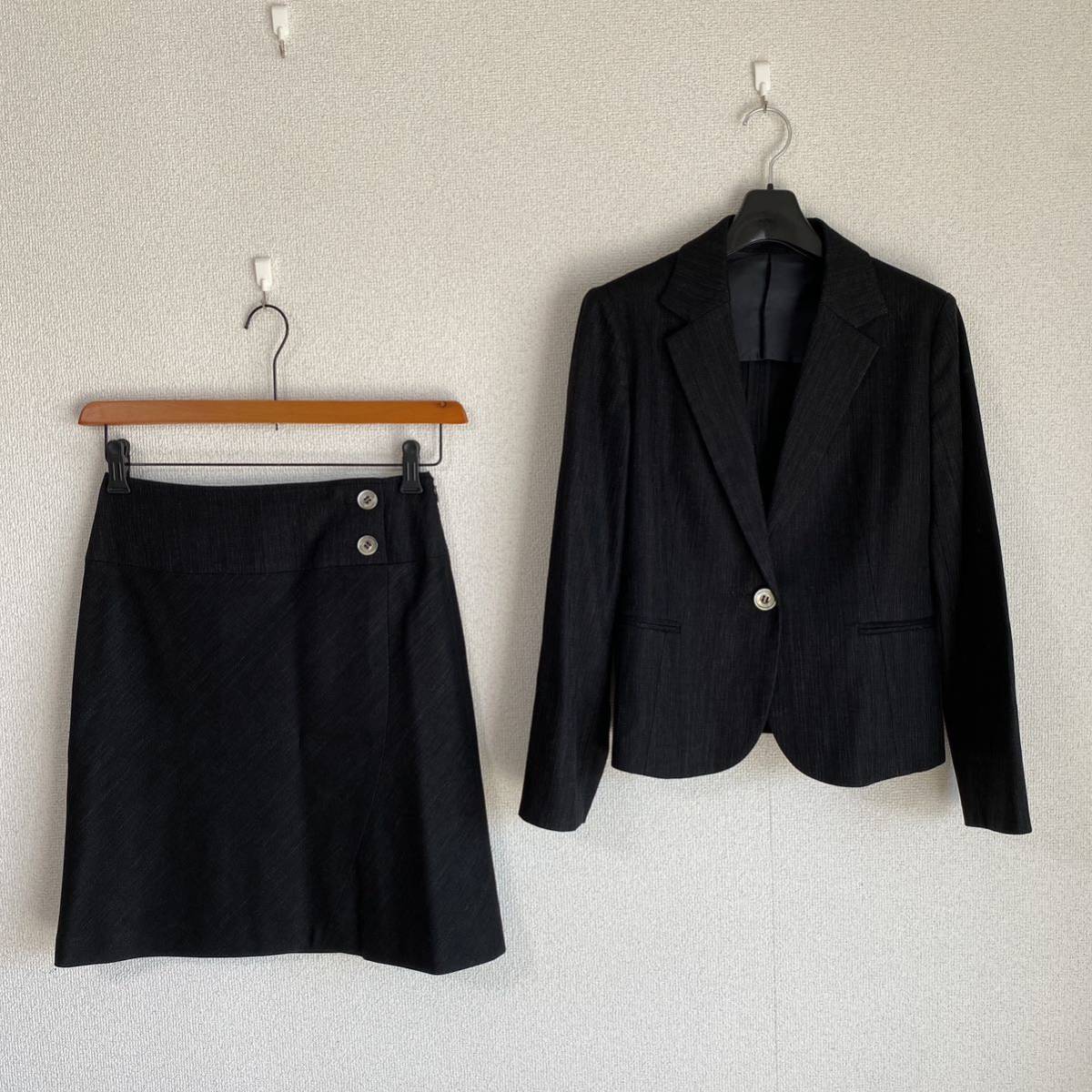 ユナイテッドアローズ 麻20％ スカートスーツ 上38下36 W66 DMW