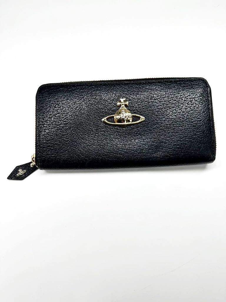 希少/美品/Vivienne Westwood /レザー ラウンドジップ オーブ 財布 /ヴィヴィアンウエストウッド /ウォレット ブラック カードケース