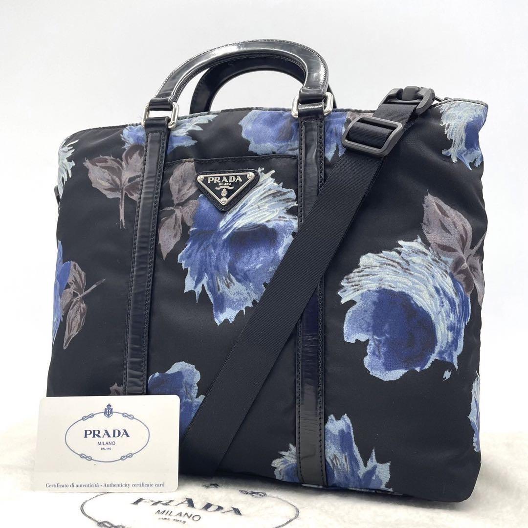 極美品◇ プラダ PRADA 2way 花柄 フラワー 薔薇 ミニハンドバッグ 