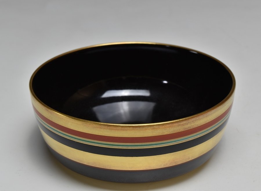 【蔵c8394c】　京焼　黒釉　金縁　向付　道八造　三客_4