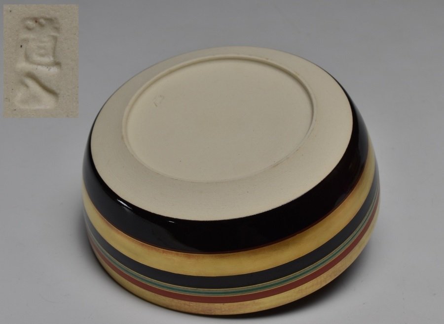 【蔵c8394c】　京焼　黒釉　金縁　向付　道八造　三客_7