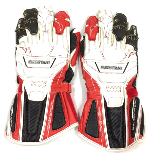 クシタニ サイズ M GPS グローブ3 レザー ホワイト系×レッド系 K-5163 メンズ バイク小物 バイク用品 バイクウェア