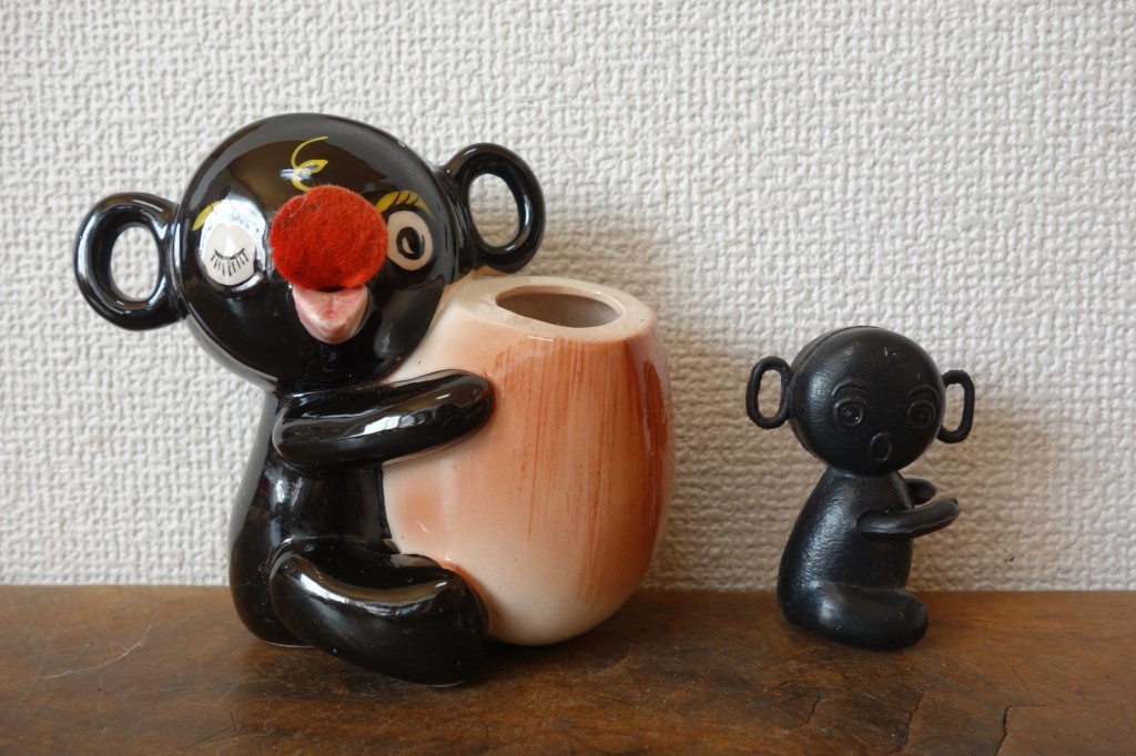 80年代 ビンテージ ハワイ ダッコちゃん ぬいぐるみ レトロ 昭和 当時物 昭和レトロ ダッコちゃん 陶器製人形 マスコットまとめて2点◇当時物