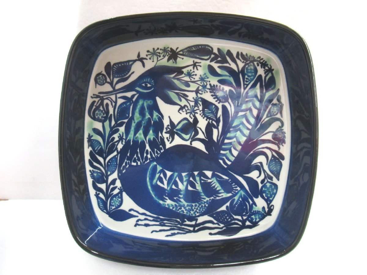 ロイヤルコペンハーゲン ファイヤンス窯 テネラ 鳥 スクエアプレート