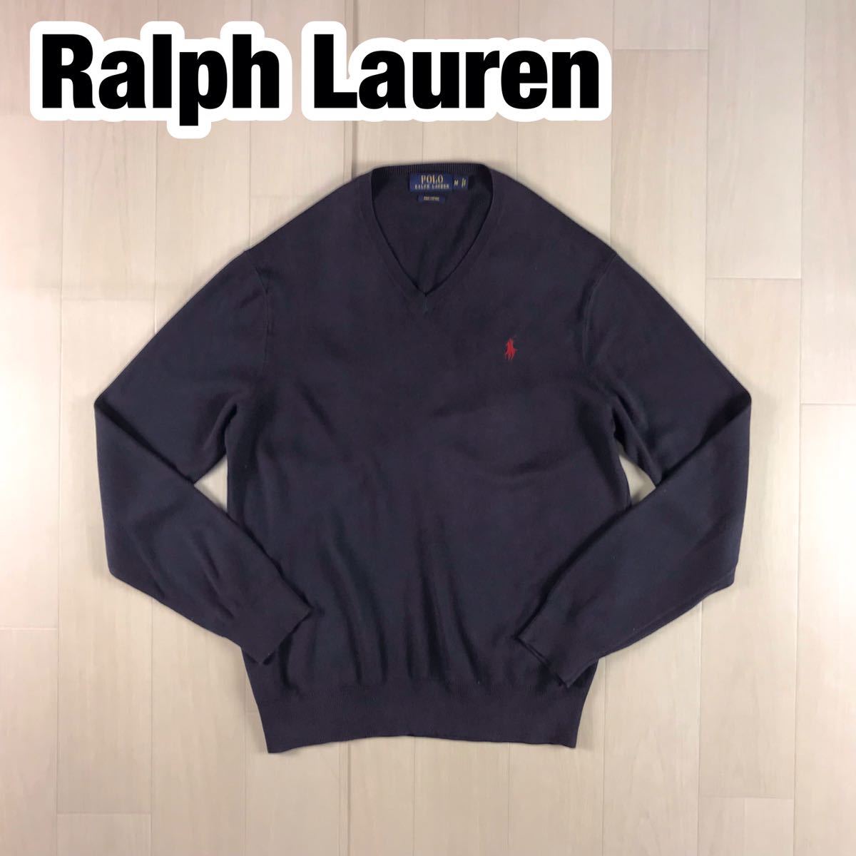 Ralph Lauren ラルフローレン コットン ニットセーター M ネイビー 