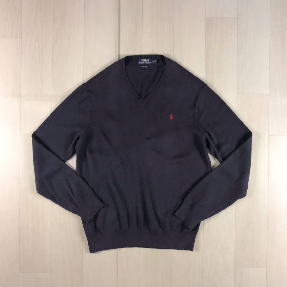 Ralph Lauren ラルフローレン コットン ニットセーター M ネイビー