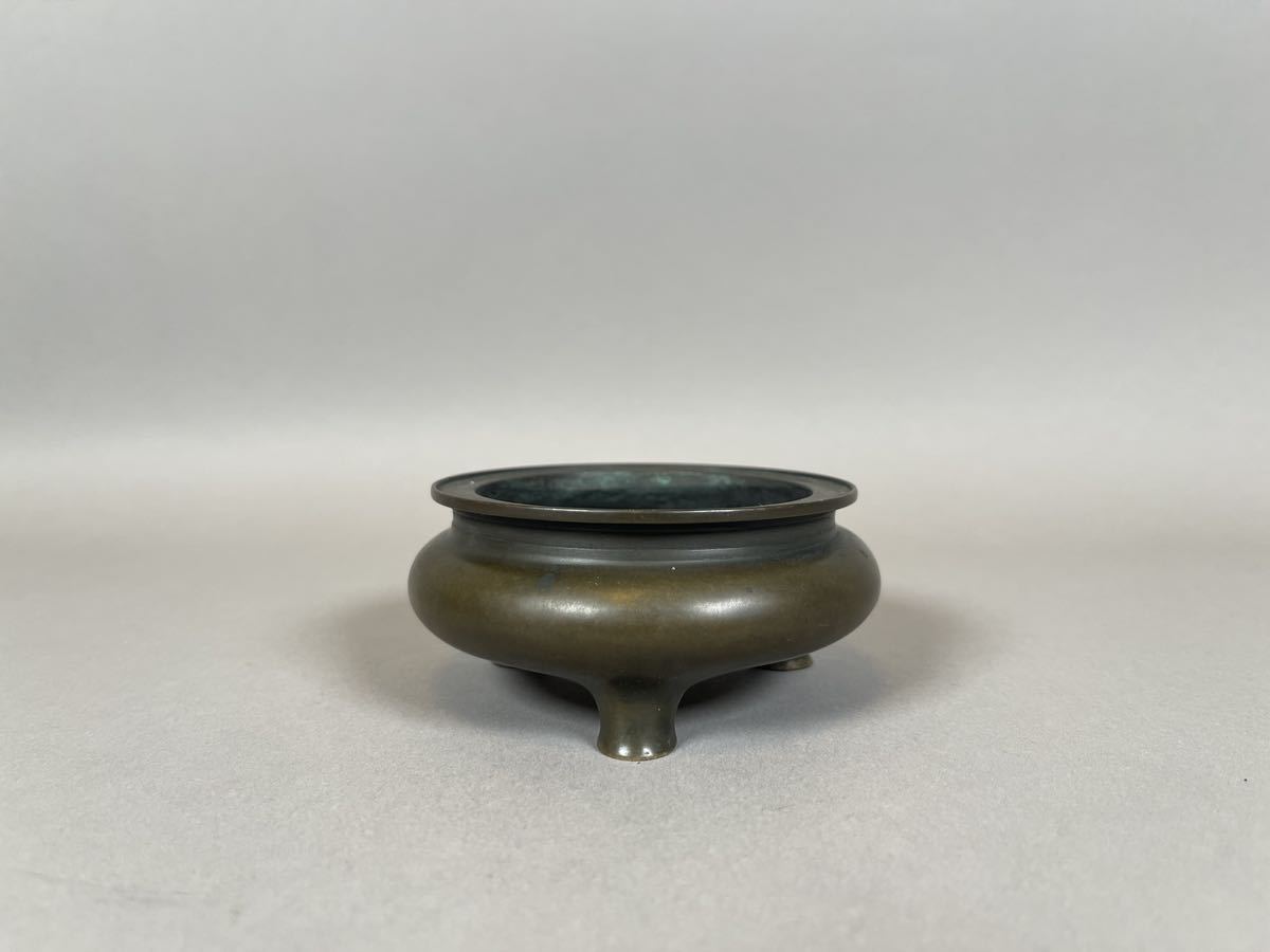 時代物 中国製 古銅香炉 9.5cm 狭