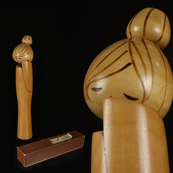 村上けん一 創作こけし kokeshi - 在銘 doll Kenichi 里の娘 : こけし