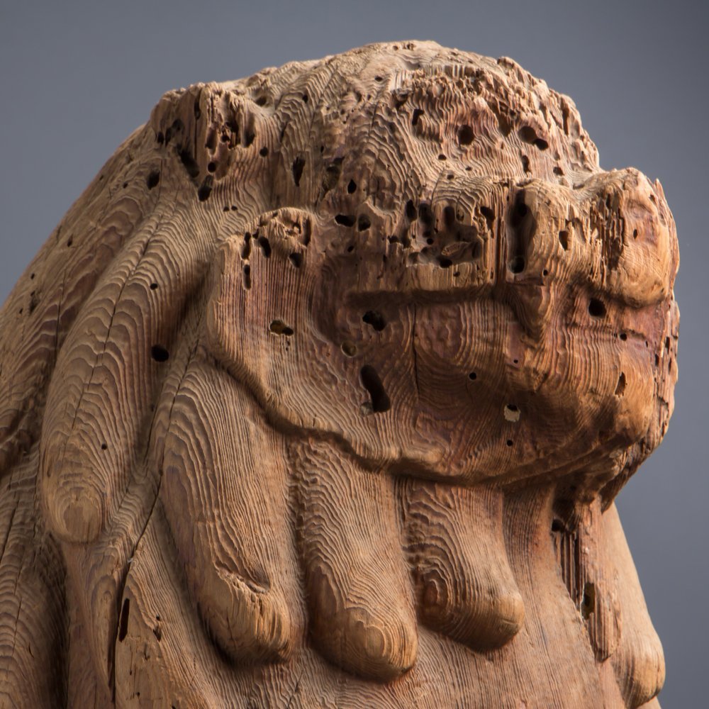 五】仏教美術 木造獅子狛犬 鎌倉時代 高52cm 優品！(仏像)｜売買された