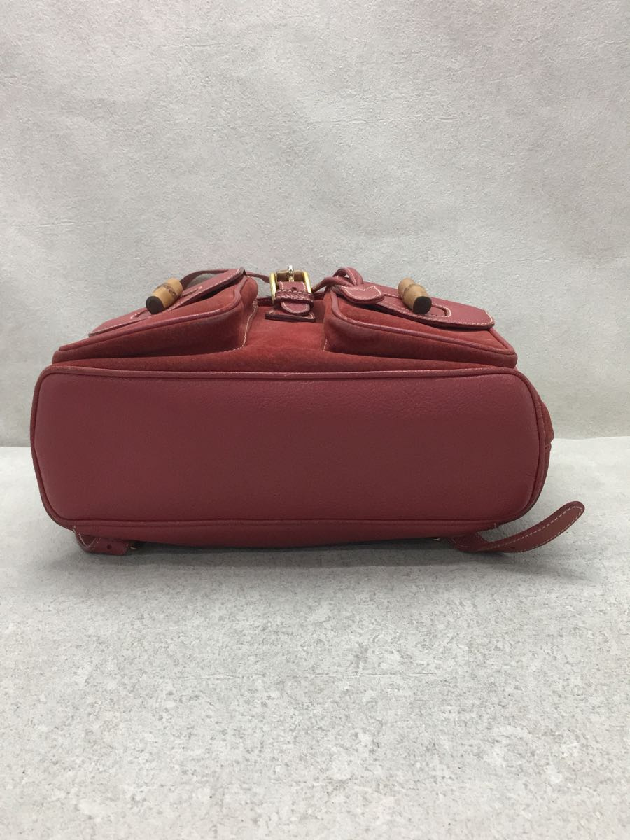 GUCCI バンブー GUCCI◇リュック_バンブー/レザー/RED リュックサック