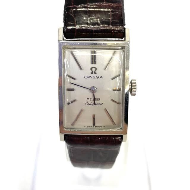 仙21【稼働品】　OMEGA　MEISTER　Ladymatic　オメガ　マイスター　レディマティック　ダブルネーム　レディース　スクエア　アナログ