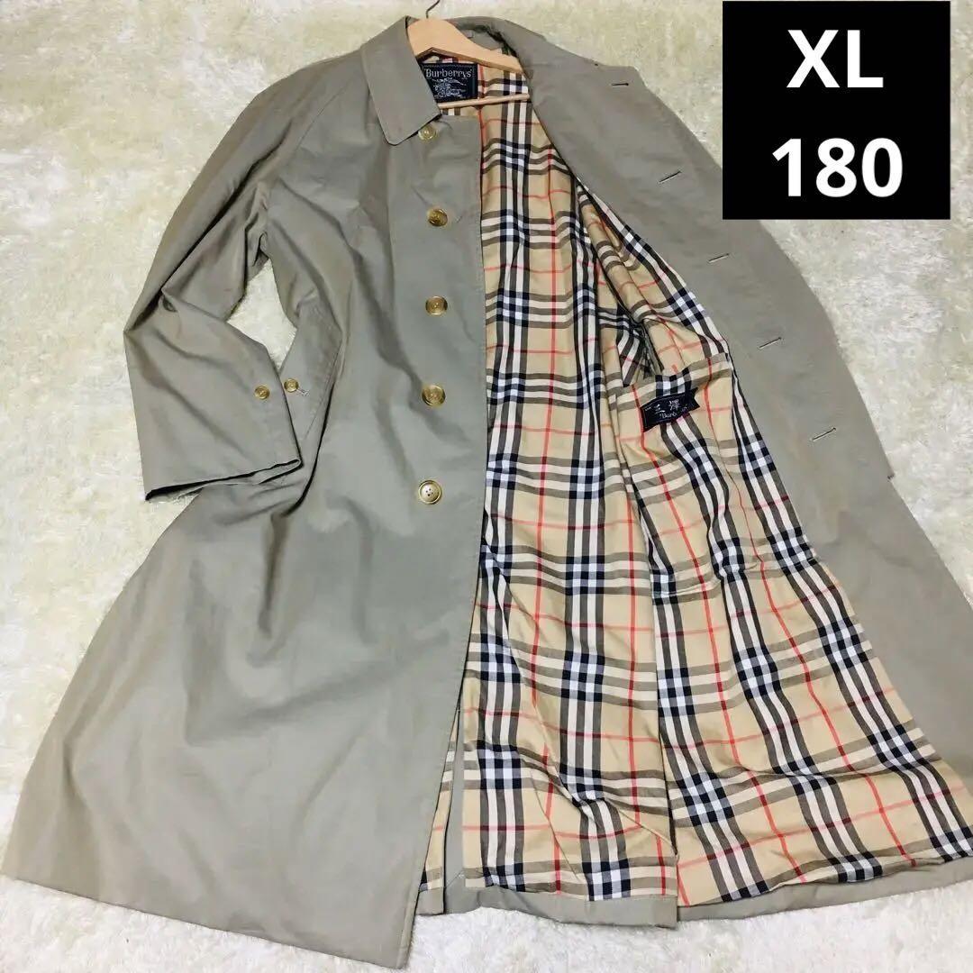 バーバリー　ステンカラーコート　ロング　裏ノバチェック総柄　大きめゆったり　XL バーバリー【大人の品格】ステンカラーコート ロングコート ノバ