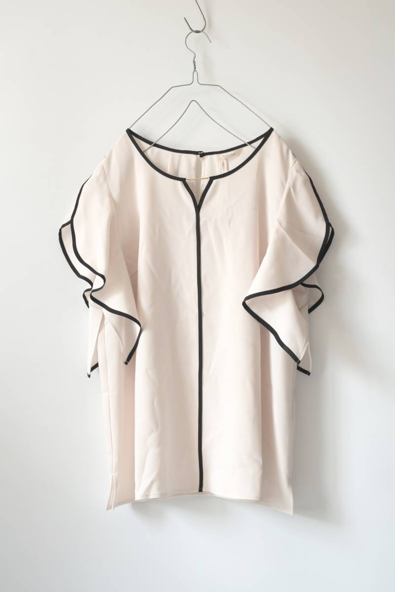 新品 Rose Tiara:フリル袖パイピングブラウス/ハンドウォッシュ/ローズティアラ/大きいサイズ46