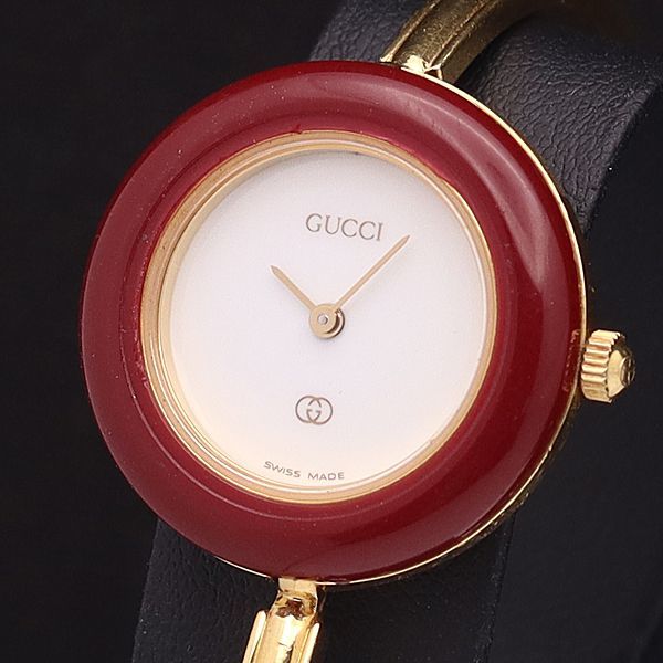 グッチ QZ 1100-L 1円 チェンジベゼル 稼働 良品 GUCCI バングル 保⁄箱付