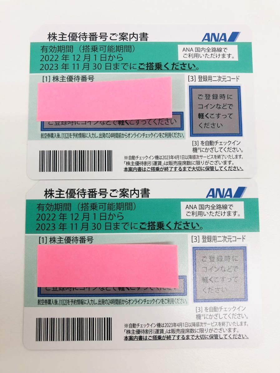 ANA 全日空 株主優待券 2枚セット 有効期限2023年11月30日迄