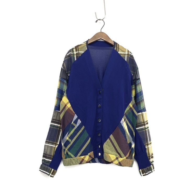 sacai サカイ ドッキングカーディガン チェック柄 異素材 sacai サカイ ドッキングカーディガン チェック柄 異素材