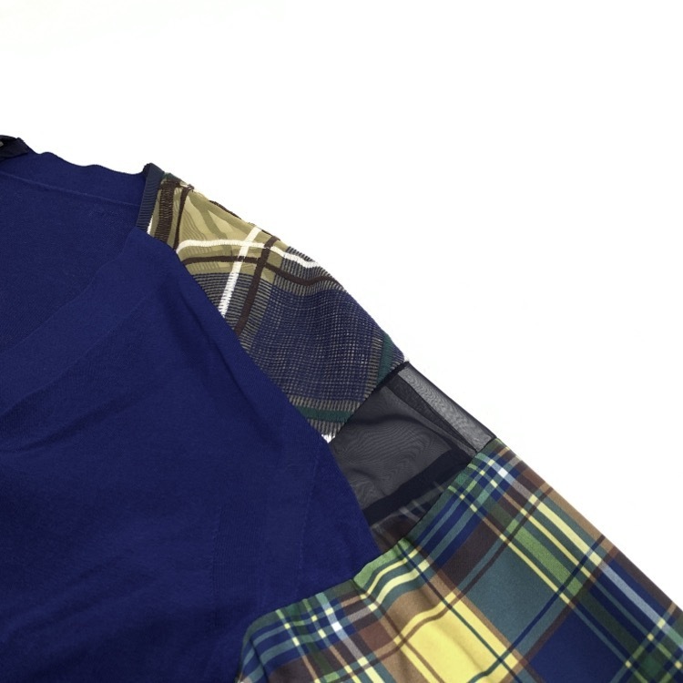 sacai サカイ ドッキングカーディガン チェック柄 異素材 sacai サカイ ドッキングカーディガン チェック柄 異素材