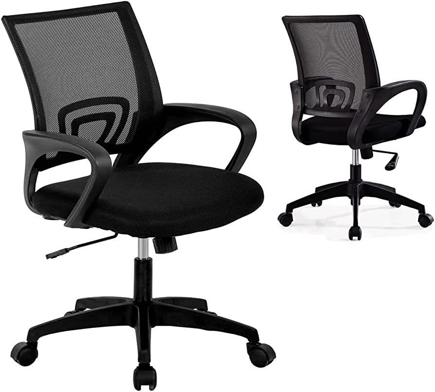 新品2点セット送料込みオフィスチェア，座面高さ45~54cm手掛け付 き メッシュタイプ デスクチェア，通気性無段階昇降 360度回転 事務 椅子 