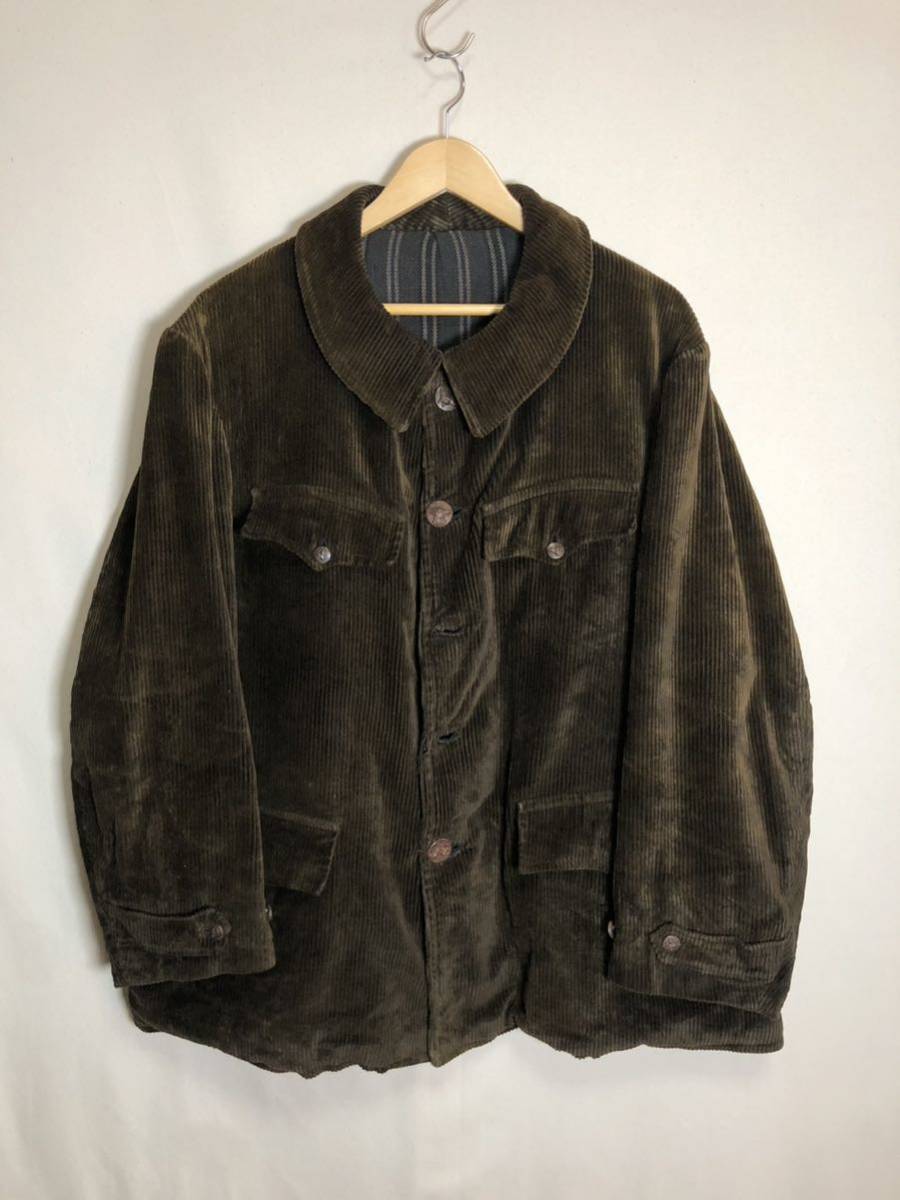 フレンチ ダミアンコーデュロイ ハンティングジャケット ワーク 動物 アニマル フランス軍 モールスキン カバーオール Vintage 40s 50s