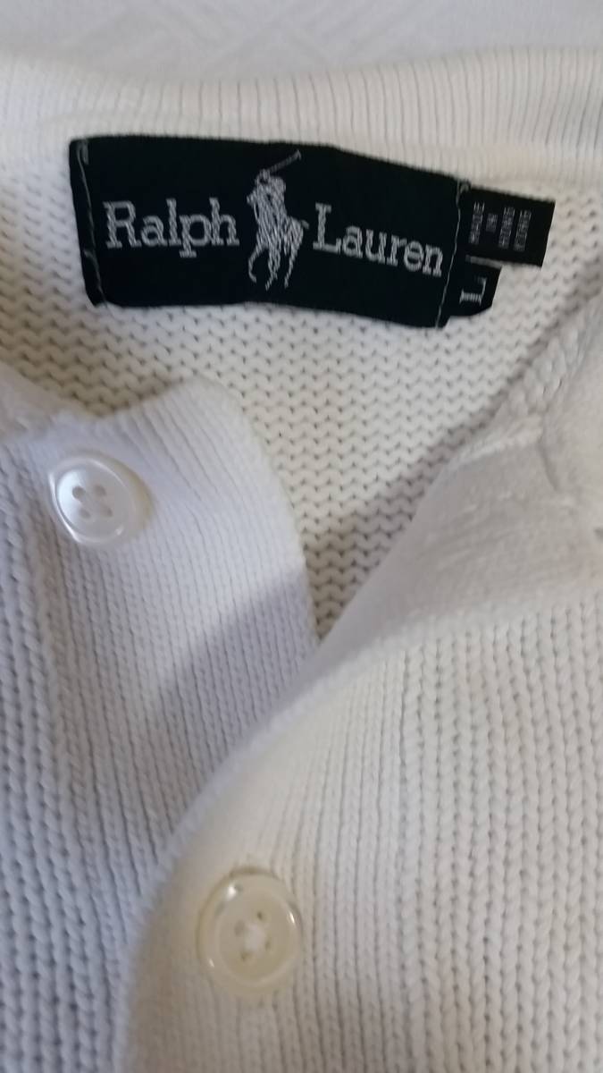 Ralph　Laurenラルフローレン白綿コットンニット半袖ポロシャツ★正規品