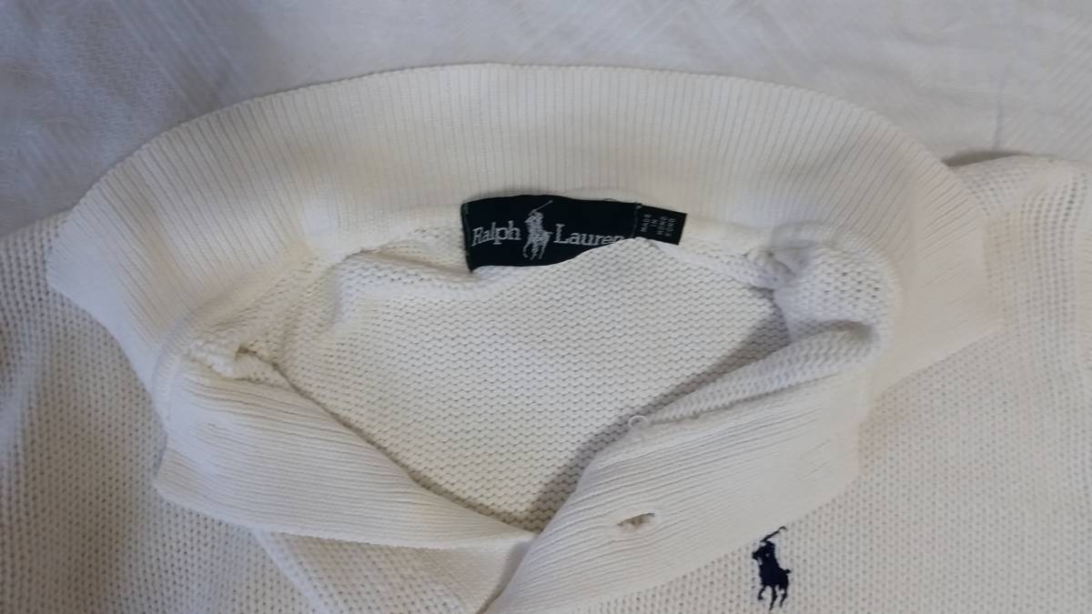 Ralph　Laurenラルフローレン白綿コットンニット半袖ポロシャツ★正規品