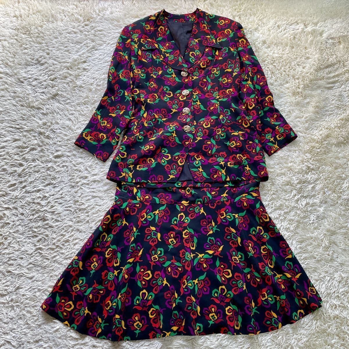 Yves Saint Laurent イブサンローラン スカートスーツ セットアップ 花