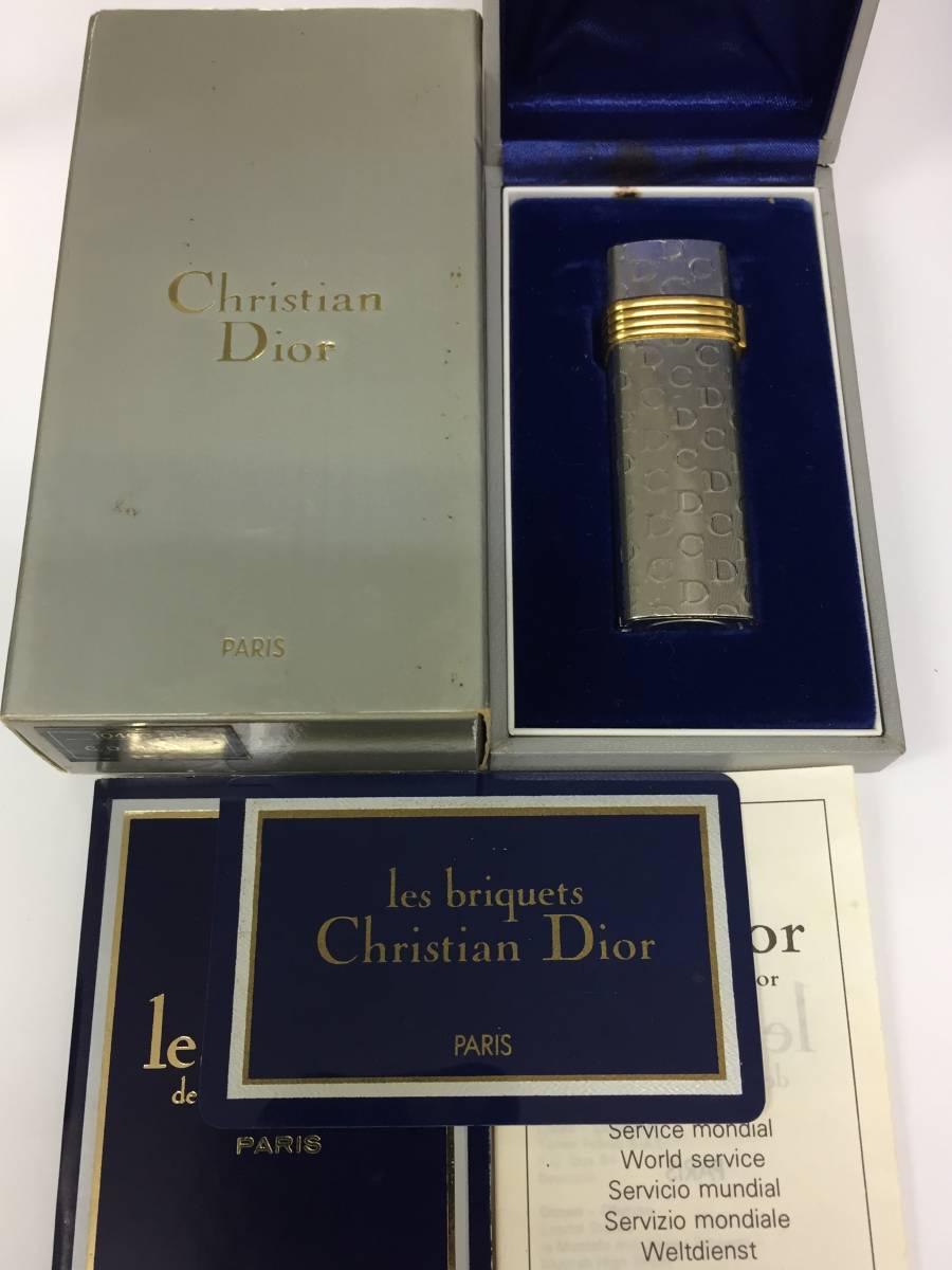 1円～！Christian Dior クリスチャン ディオール ガスライター CDロゴ シルバー ゴールド コンビ 喫煙具 着火未確認 ジャンク