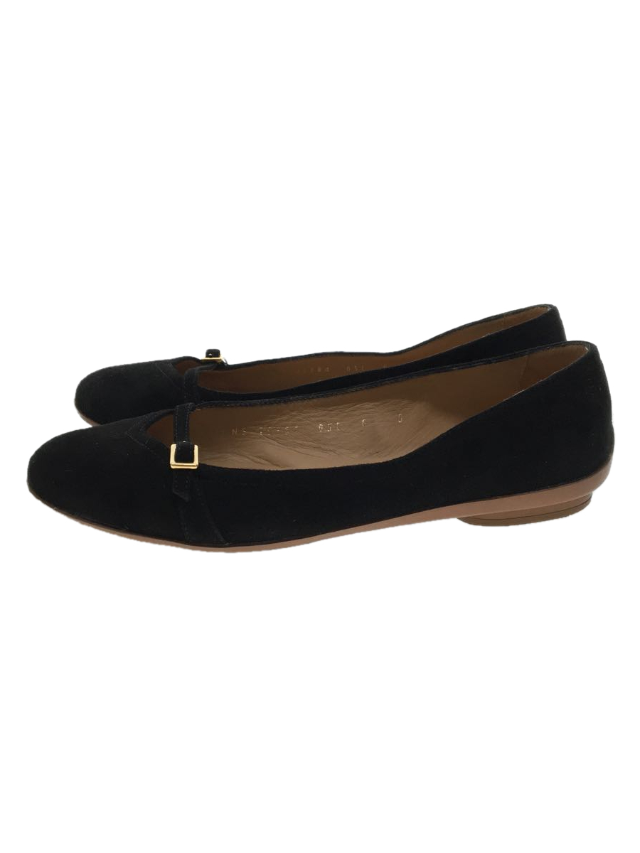 Salvatore Ferragamo◇フラットパンプス/US6/BLK/スウェード Salvatore