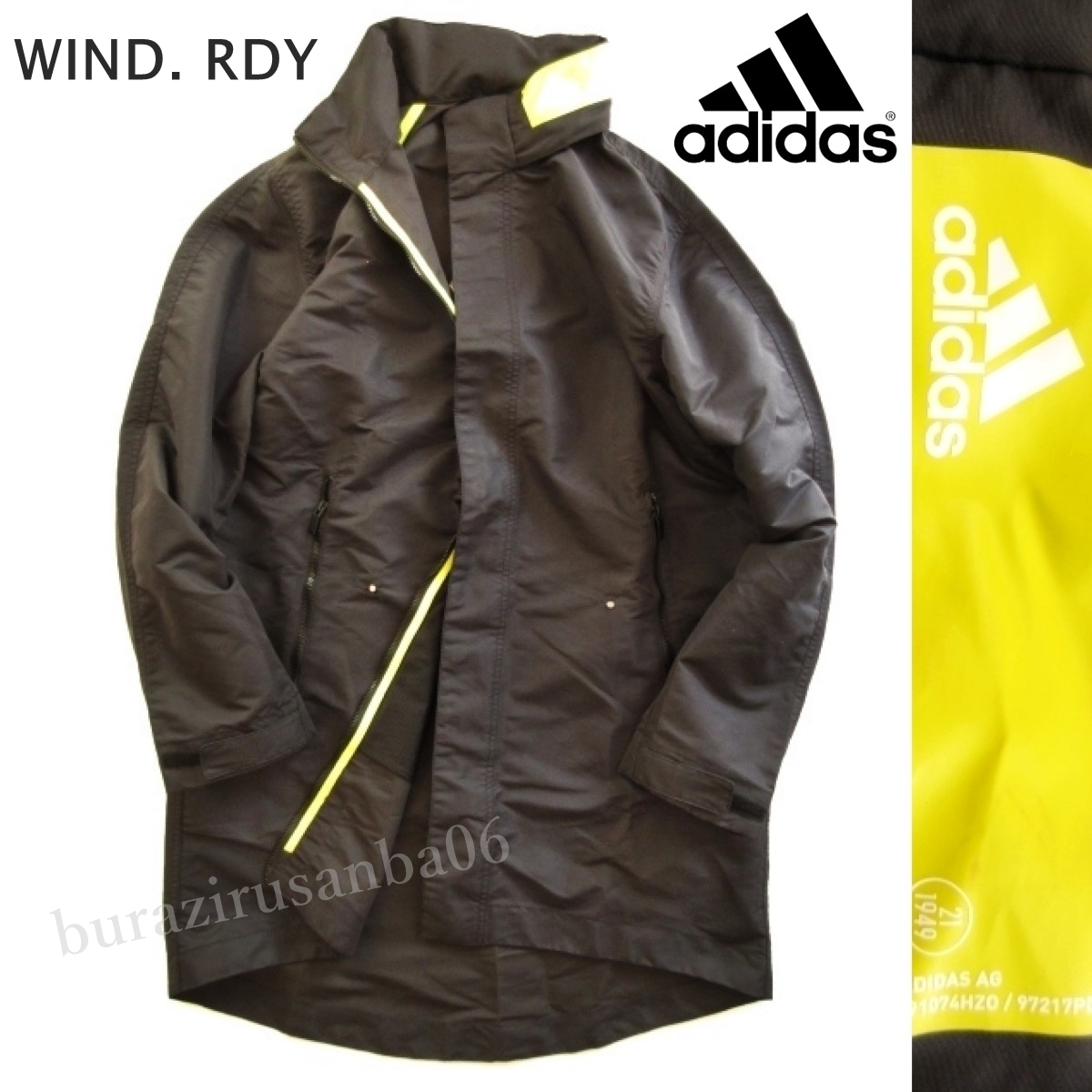 メンズ XO（XXL) 未使用 定価15，400円 アディダス 防風 撥水 WIND. RDY ロングジャケット 黒 フーディー 一枚仕立て 今時期コート ゆったり