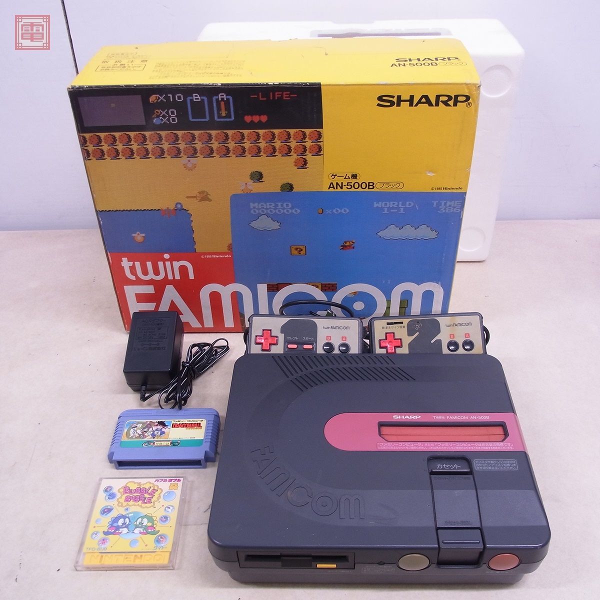 シャープ ツインファミコン 本体 AN-500B 箱付き FC ツインファミコン 本体 SHARP AN-500B 箱 + ソフト2本付 TWIN