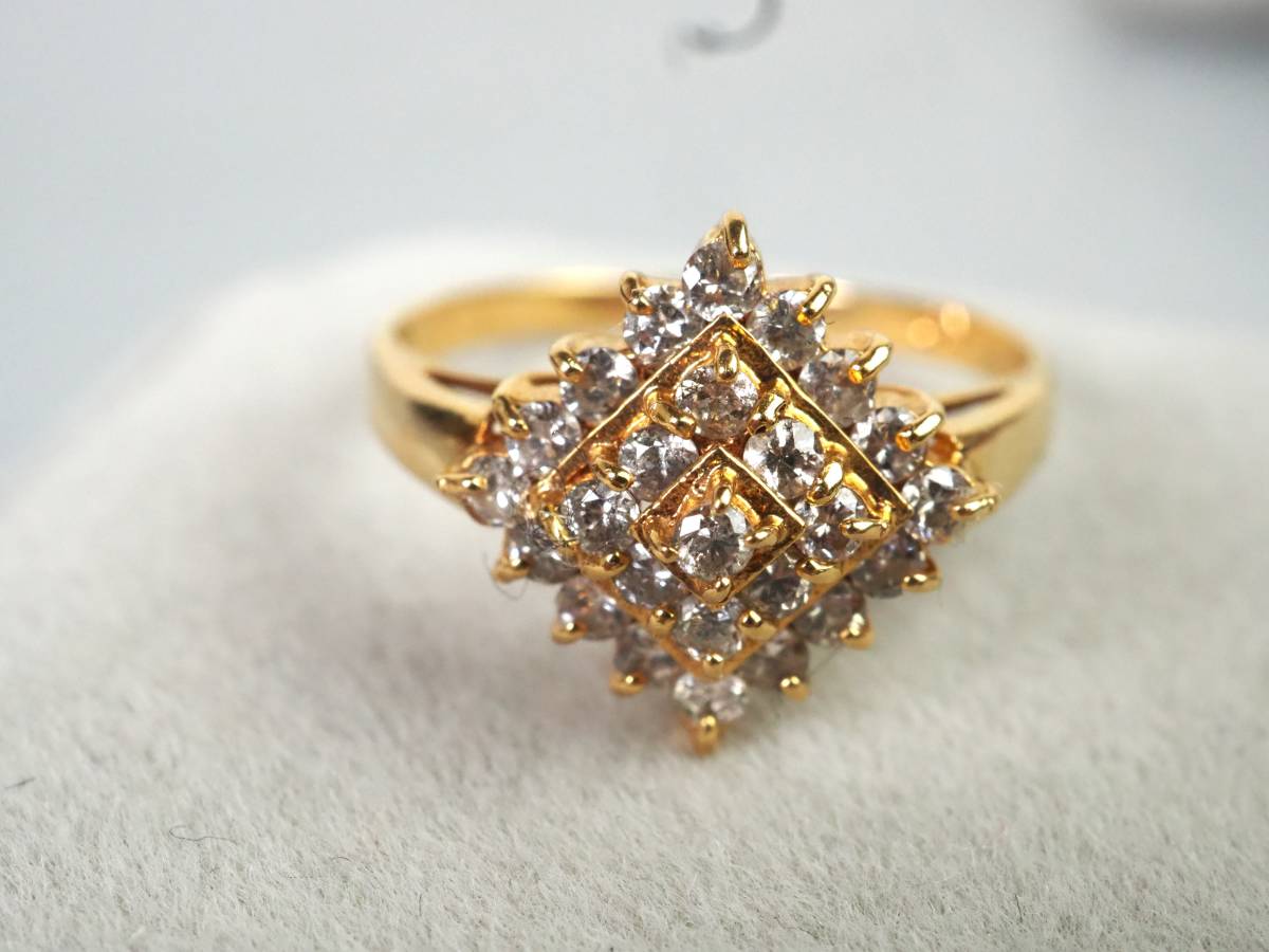 661E K18ゴールド 天然ダイヤモンド 0.50ct/2.3g リング 指輪 ♯10.5号