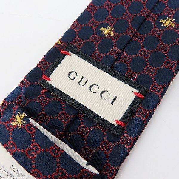 グッチ GUCCI 蜂 ネクタイ ビー GG柄 シルク スカーフ GG ネイビー bee