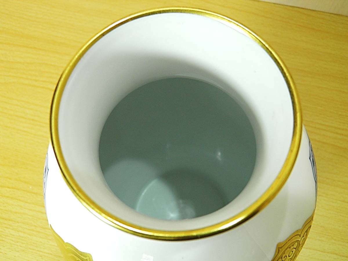 大倉陶園 呉須金蝕 雲鶴鯉紋 花瓶 - OKURA 美品 花瓶◇
