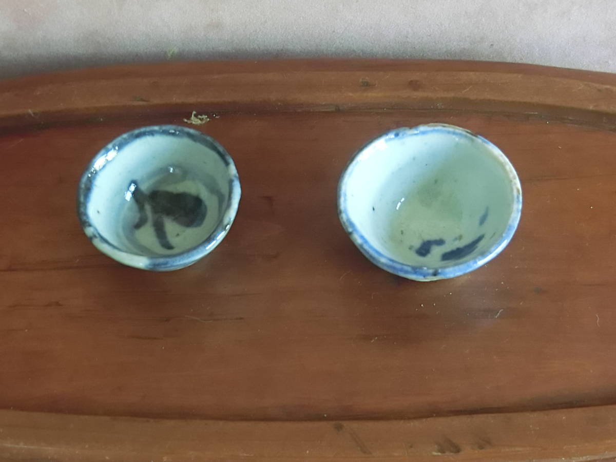 煎茶碗 染付 煎茶道具 五客 唐物 中国古玩 ⁄ 」 獣 ・ 5客