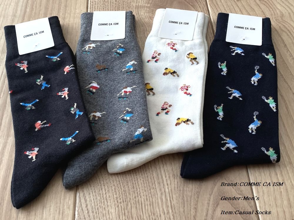 新品 COMME CA ISM MEN コムサイズム カジュアルソックス レギュラーソックス 4カラー 4足SET 25-27cm
