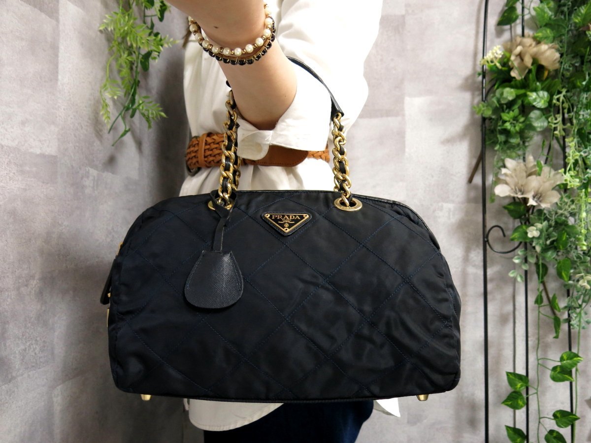 ○美品○PRADA プラダ○キルティング ポコノ ナイロン サフィアーノ 