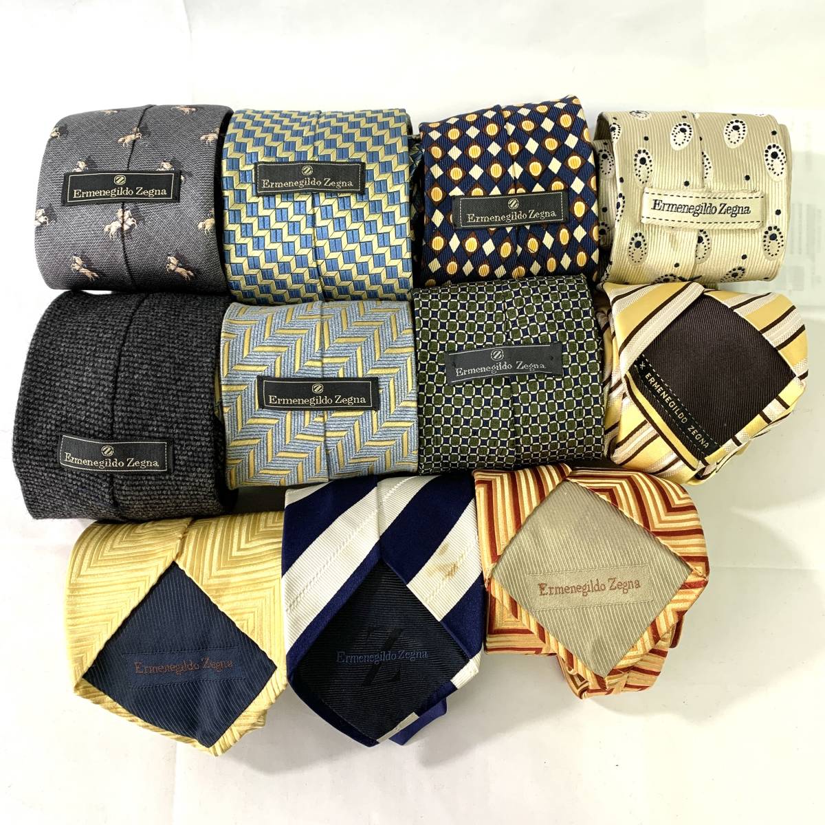 1円 Ermenegildo Zegna エルメネジルド ゼニア ネクタイ 11点まとめ 大量セット 未使用含む 極美品 総柄 ストライプ シルク100% ブランド