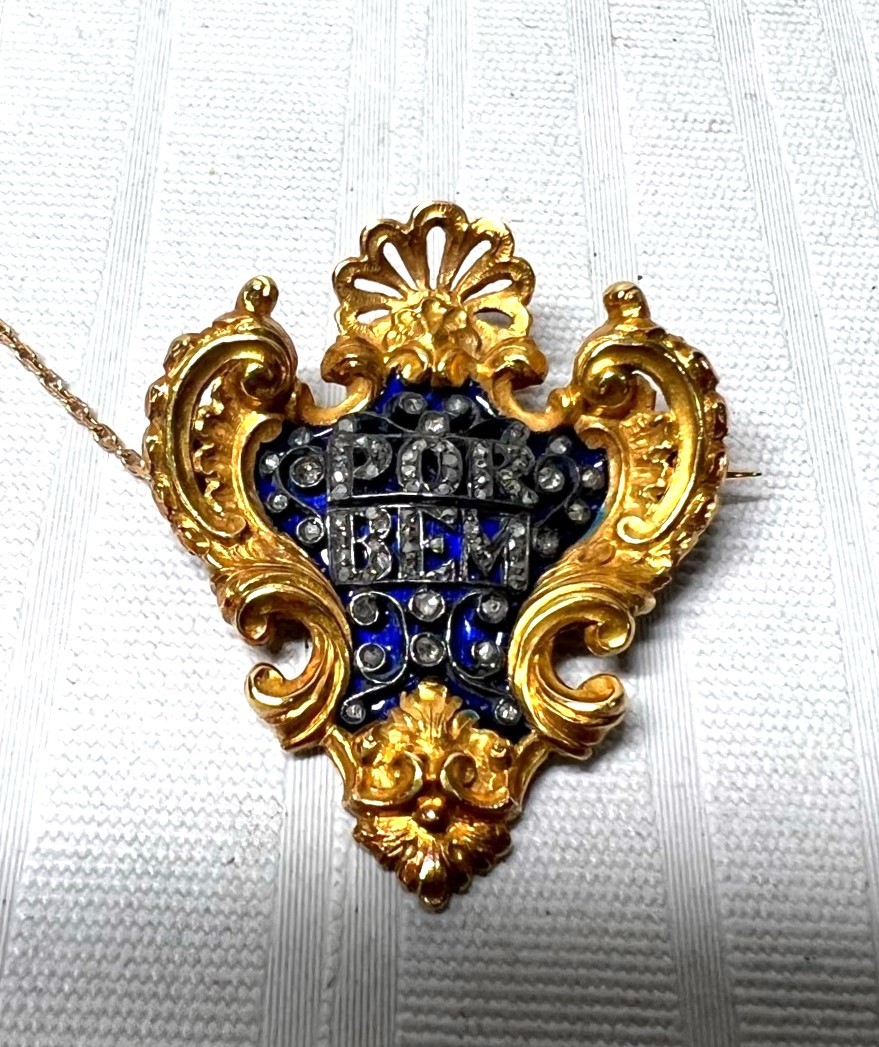 98◆初荷です ◆ALBION ARTで高額購入品 ダイアモンドエナメルブローチ SV GOLD 解説書 鑑定書付 ポルトガル人のブローチ