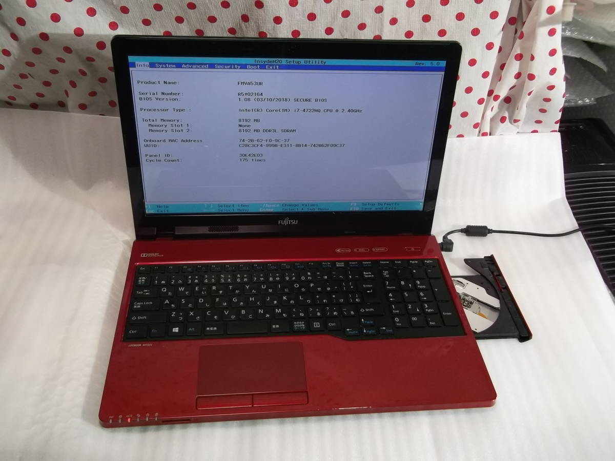 ☆ジャンク/LIFEBOOK AH53U/ルビーレッド/Core i7-4722HQ/8GB/15.6LED